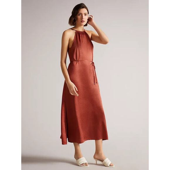 Ted Baker Dresses & Skirts - Ted Baker NWT Roxieyy Halter Neck Midi Dress Dard Red Size 8